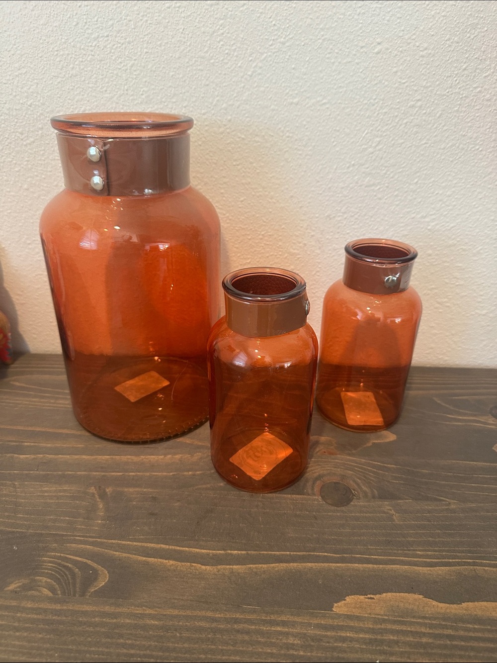 Amber Glass Decorative Jar Set - 3-Piece